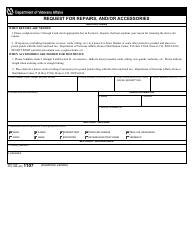 Document preview: VA Form 1107 Request for Repairs, and/or Accessories