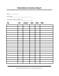 &quot;Daily Bakery Inventory Report Template&quot;