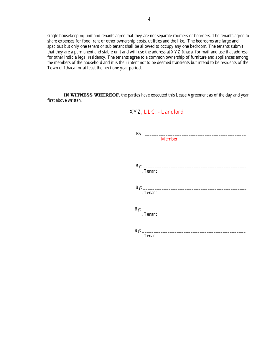 Apartment Lease Agreement Template - New York, Page 4
