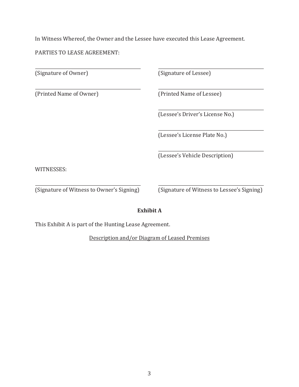 Hunting Lease Agreement Template, Page 3