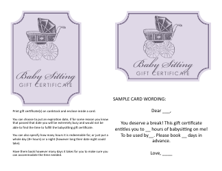 Babysitting Gift Certificate Templates, Page 4