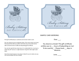 Babysitting Gift Certificate Templates, Page 5