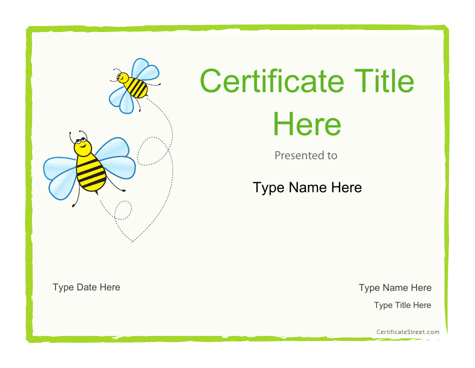 Certificate Template Bees Download Fillable PDF Templateroller