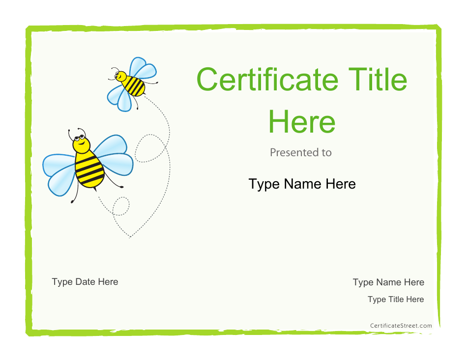 Certificate Template - Bees Preview Image