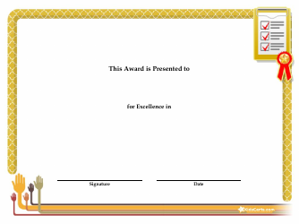 Document preview: Award Certificate Template - Yellow