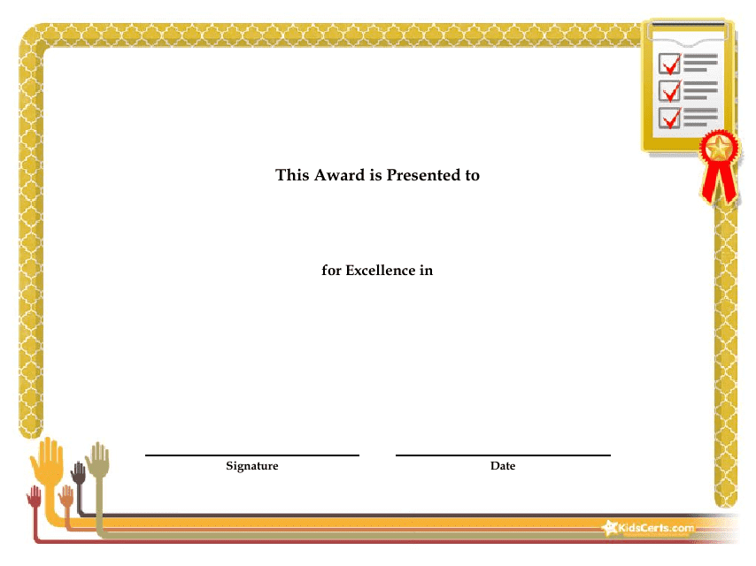 Yellow Award Certificate Template | Printable and Editable Designs