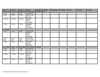 CACFP Weekly Menu Template With Quantities - Alaska, Page 2