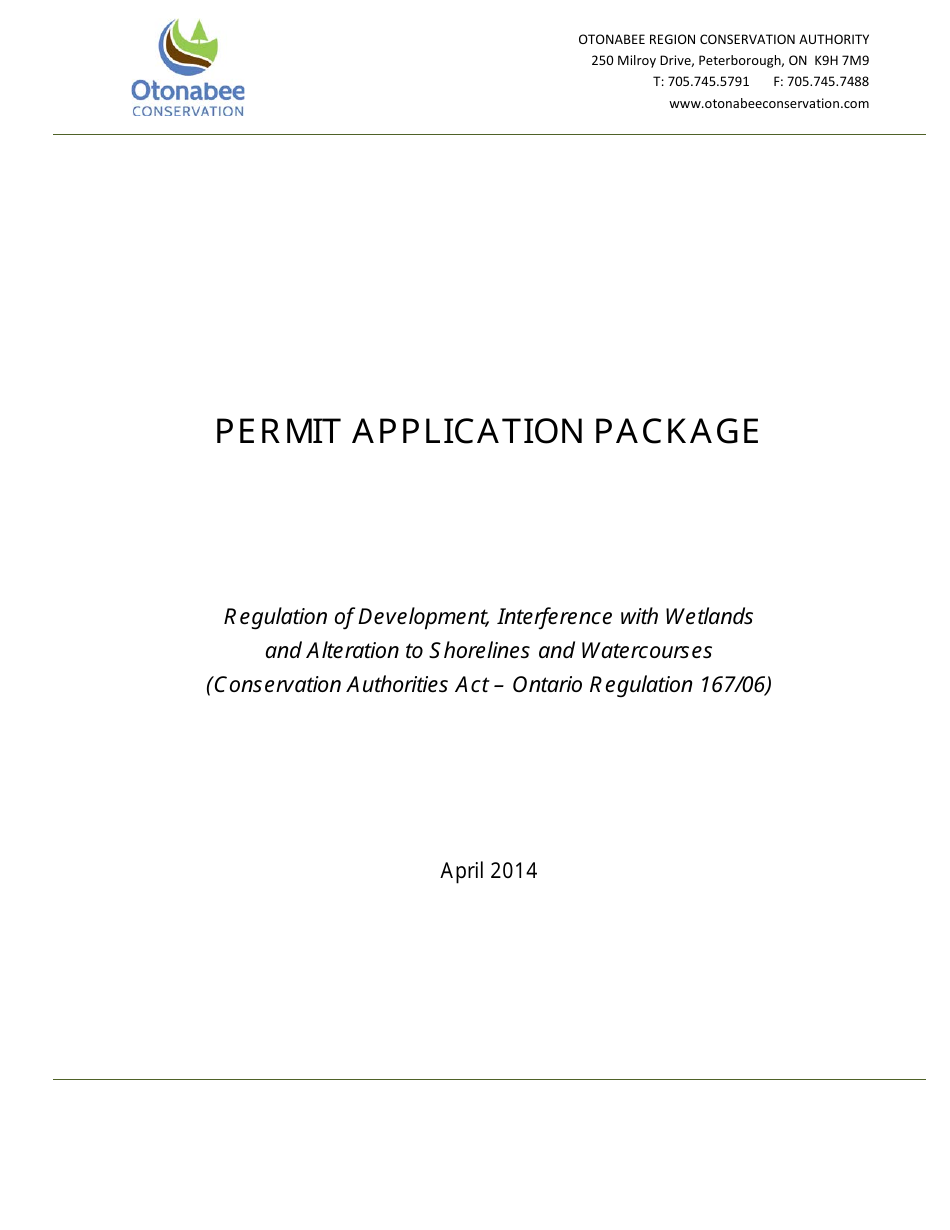Permit Application Package - Otonabee, Ontario, Canada, Page 1