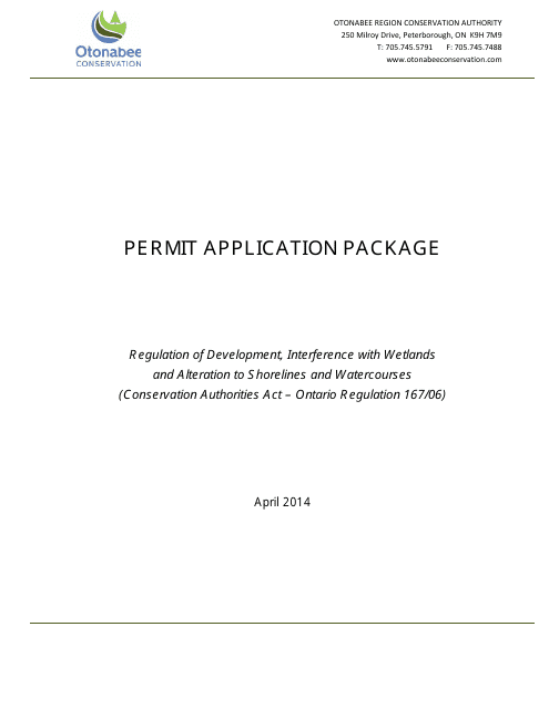 Permit Application Package - Otonabee, Ontario, Canada