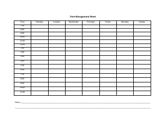 Time Management Sheet Template Download Printable PDF | Templateroller