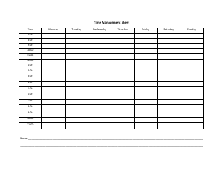 Document preview: Time Management Sheet Template