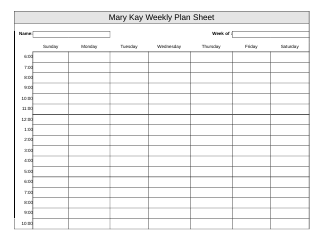 Document preview: Mary Kay Weekly Planner Template