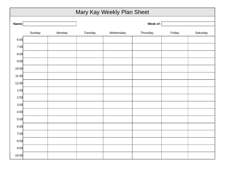 Mary Kay Weekly Planner Template Download Printable Pdf Templateroller