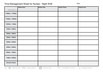 Day, Evening and Night Time Management Sheet Templates for Nurses, Page 3