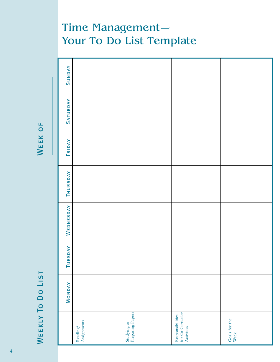 Time Management Tracking Sheet Template - Blue