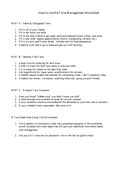 Time Management Worksheet Template, Page 2