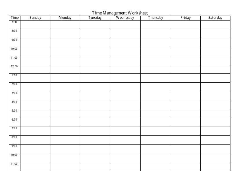 Time Management Worksheet Template – Printable Document Preview
