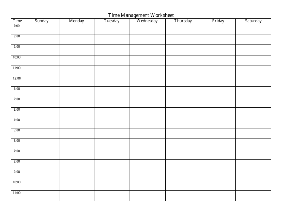 Time Management Worksheet Template Download Printable Pdf Templateroller