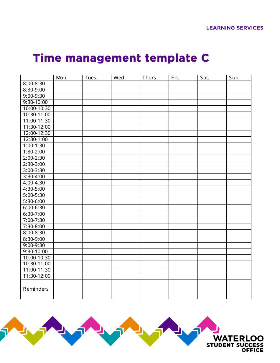 Time Management Tracking Sheet Template illustration previewing productivity and organization tool featured on Templateroller.com