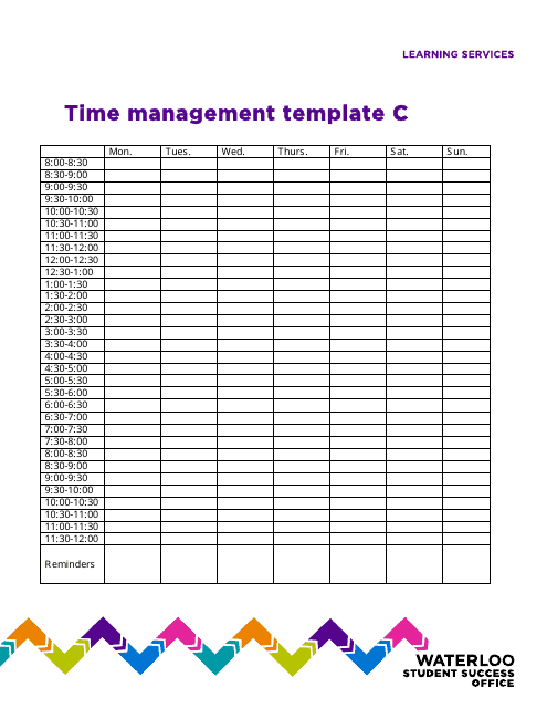 Time Management Tracking Sheet Template illustration previewing productivity and organization tool featured on Templateroller.com