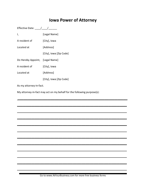 &quot;Power of Attorney Form&quot; - Iowa Download Pdf