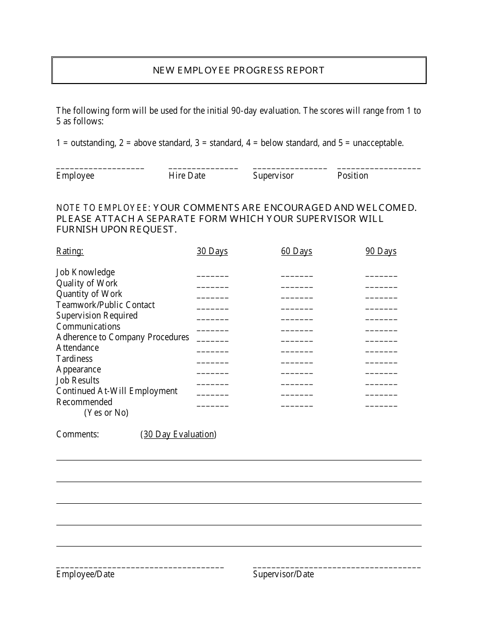 New Employee Progress Report Template Download Printable PDF Within Staff Progress Report Template