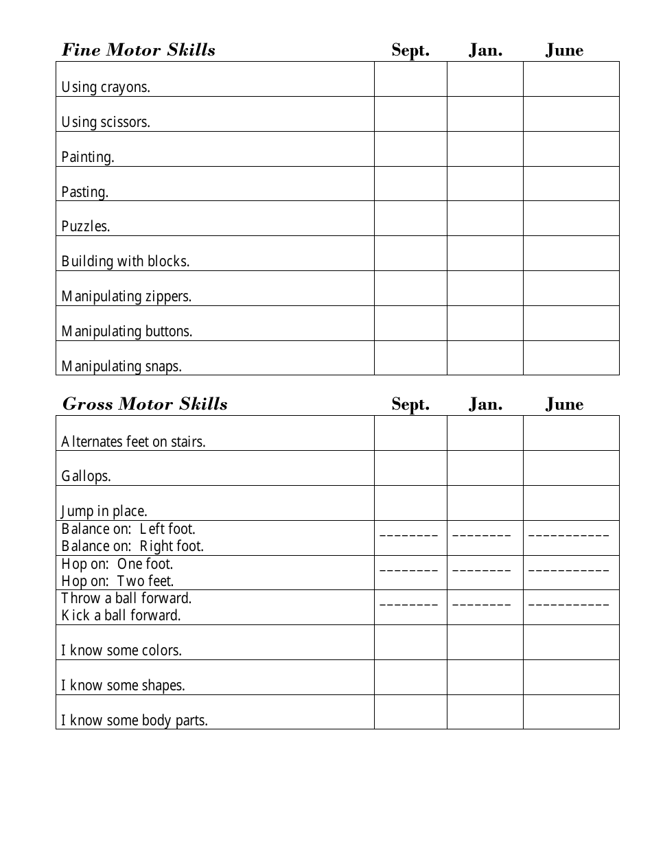 Preschool Progress Report Template - Three Year Olds, Page 2