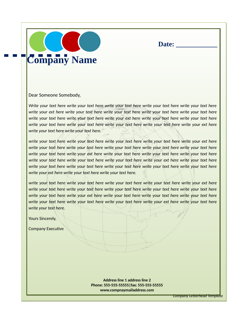 Sample Business Letterhead Template, Page 1