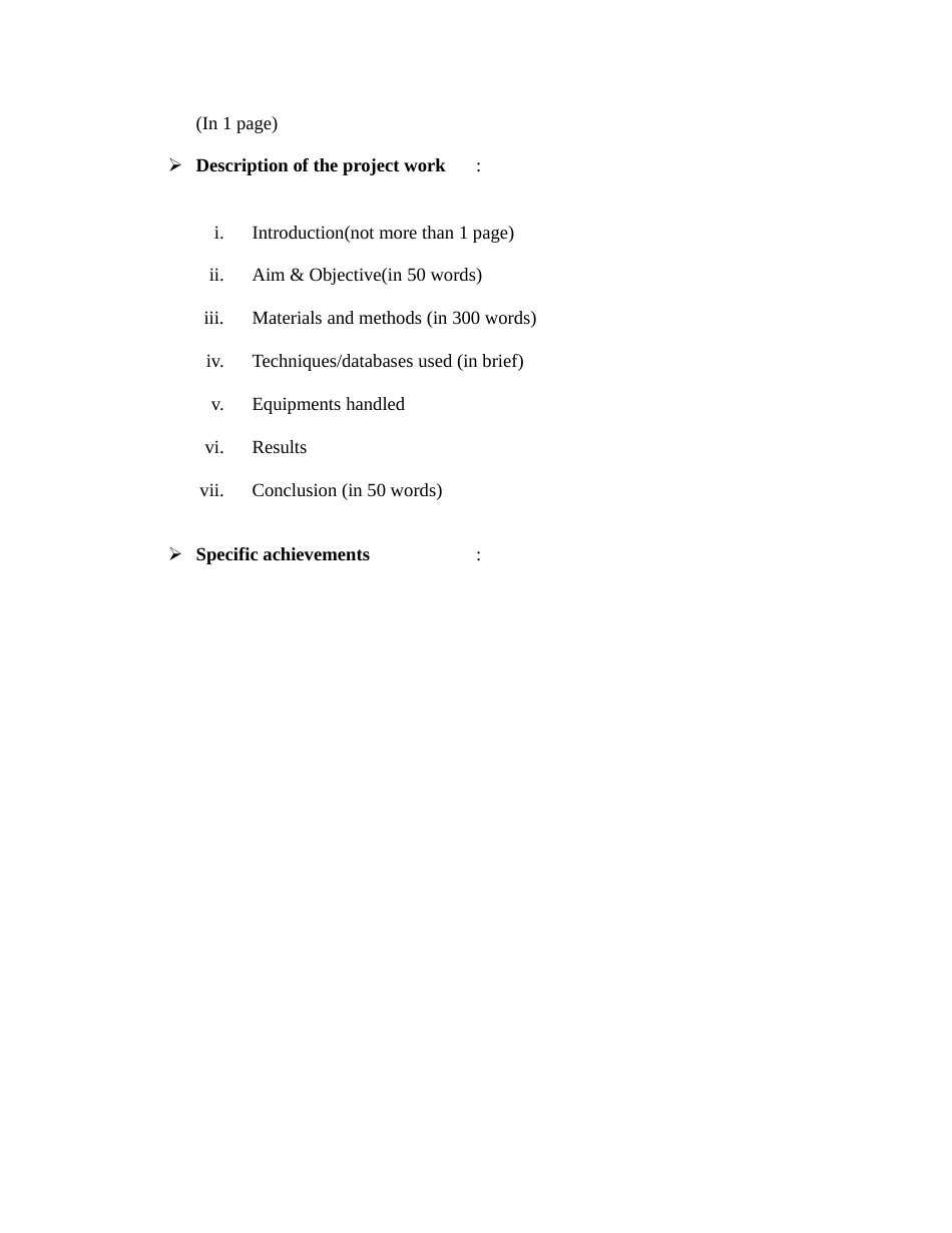Format of the Project Report, Page 2