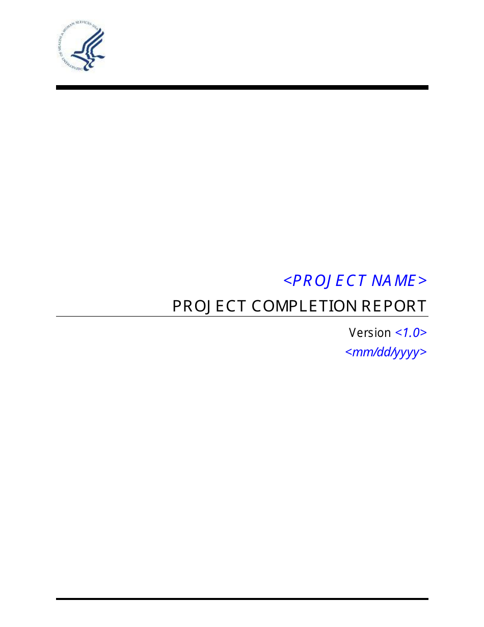 Sample Project Completion Report Form, Page 1