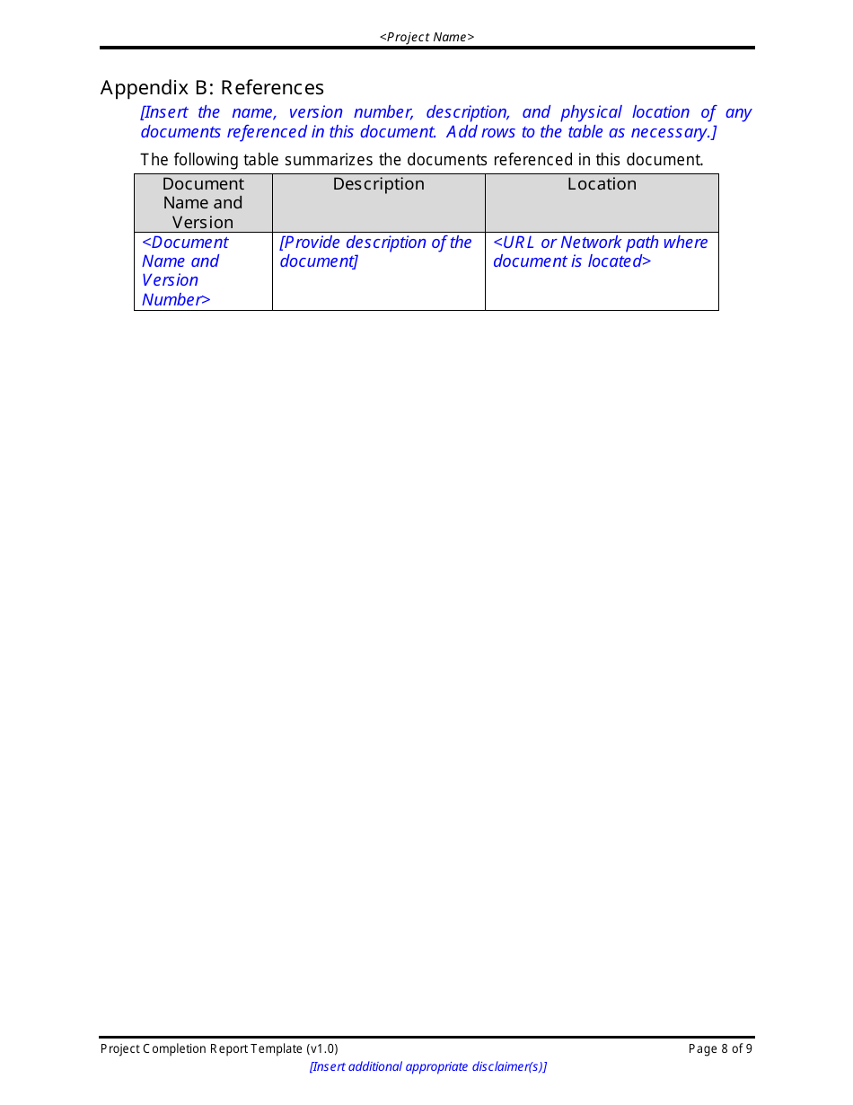 Sample Project Completion Report Form, Page 8