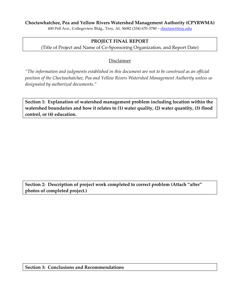 Project Final Report Form - Alabama, Page 1