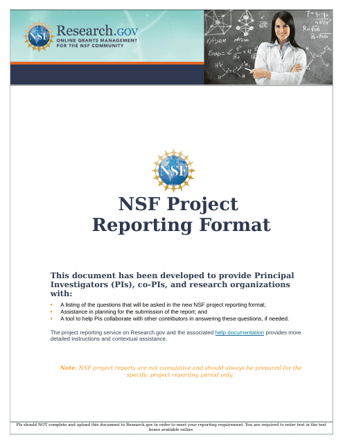 "Nsf Project Reporting Format" Download Pdf