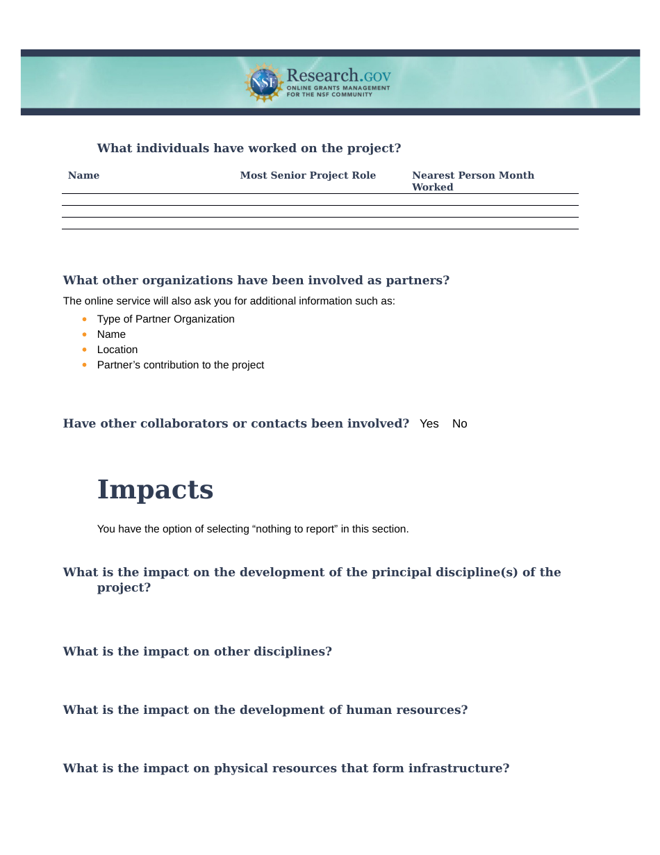 Nsf Project Reporting Format - Fill Out, Sign Online And Download Pdf 