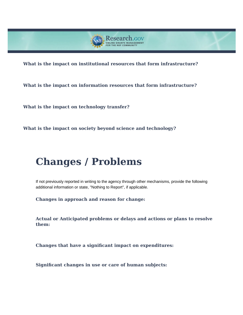 Nsf Project Reporting Format, Page 5