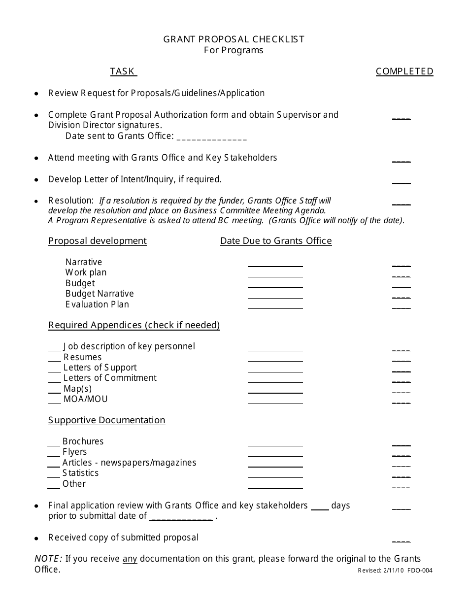 Grant Proposal Checklist Template Image Preview