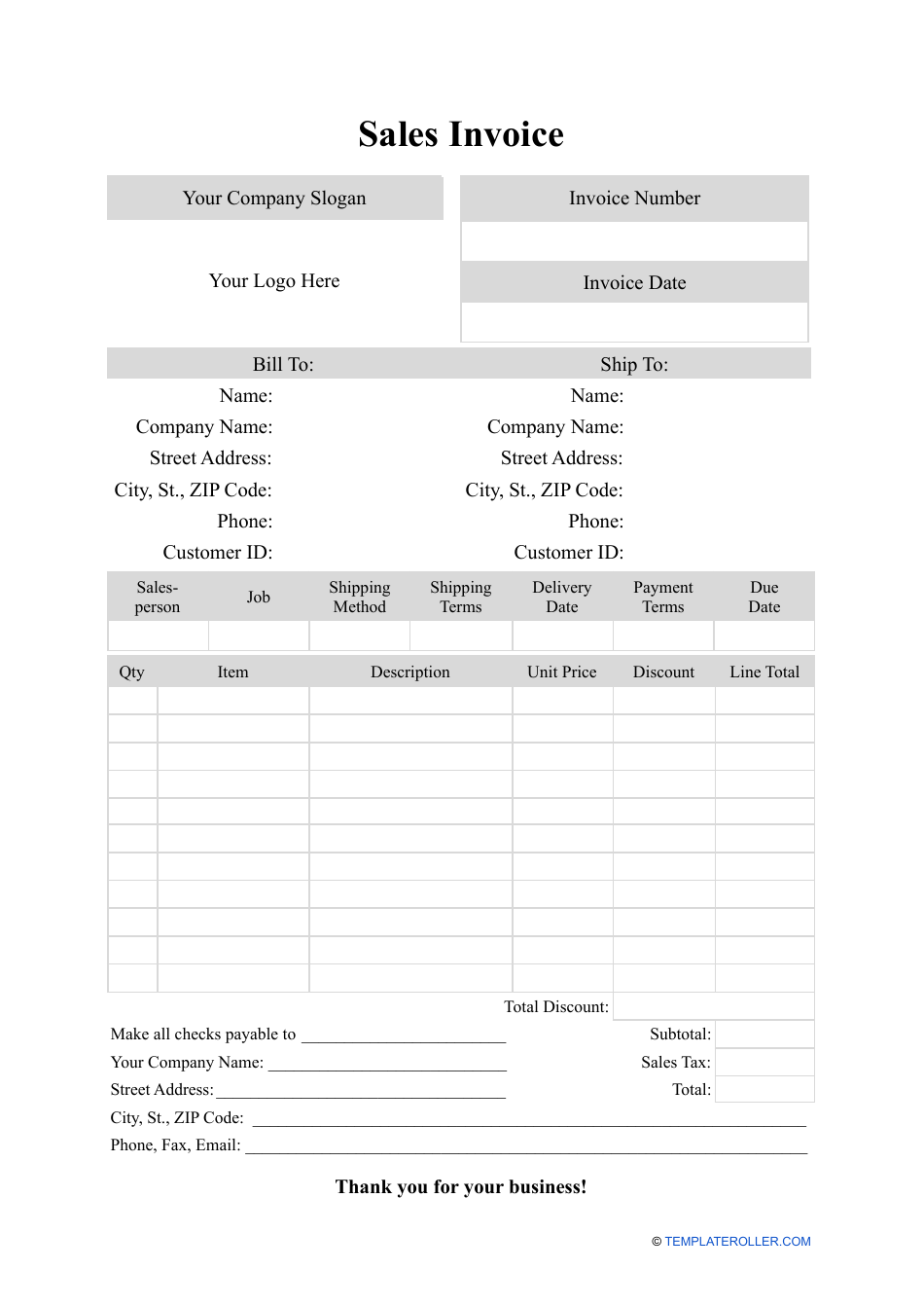 Sales Invoice Template, Page 1