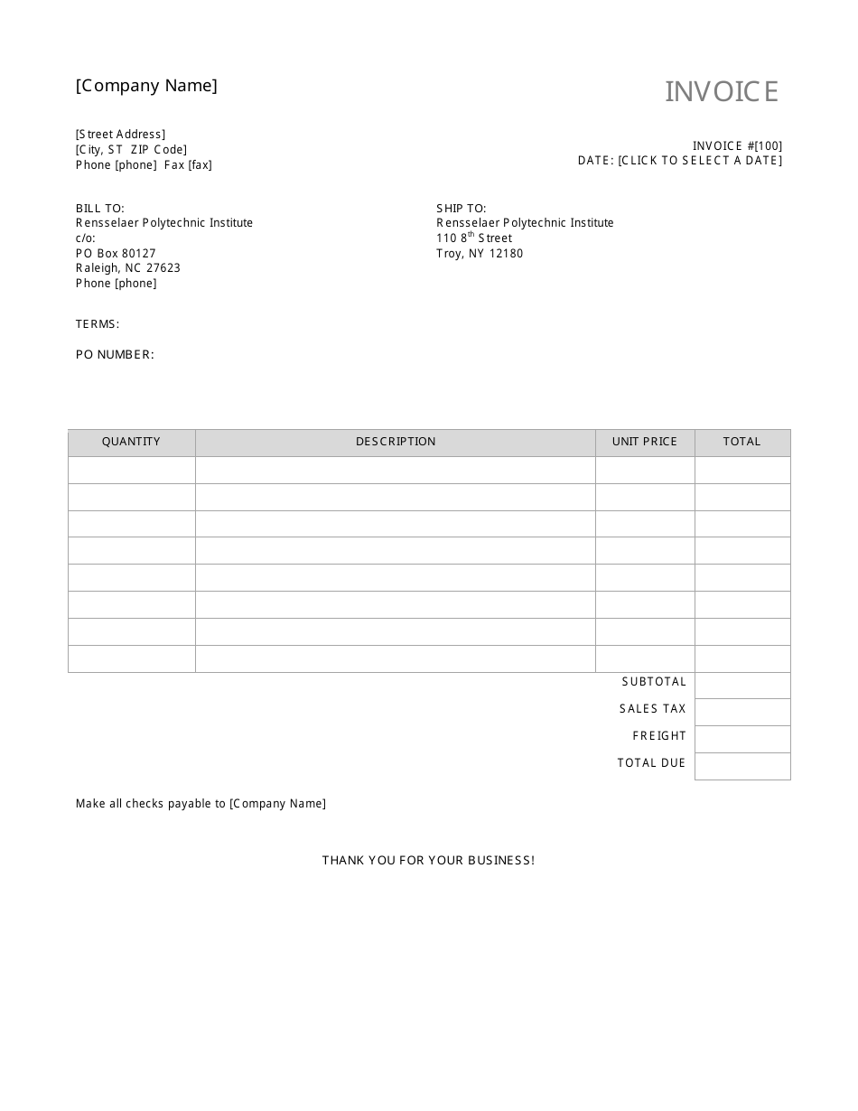 Business Invoice Template, Page 1