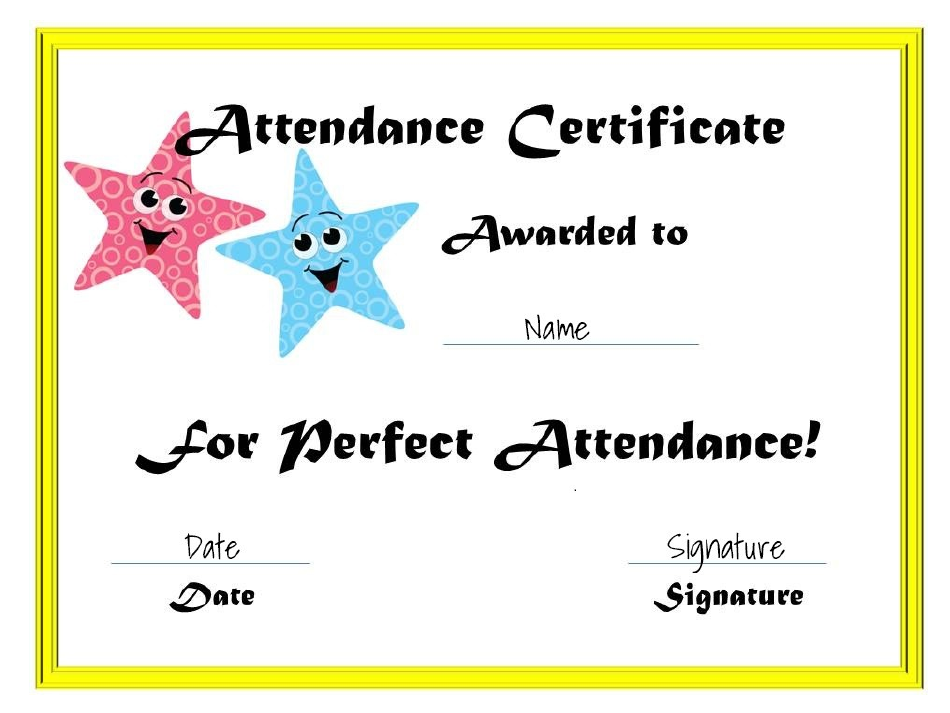 Yellow Certificate of Attendance Template
