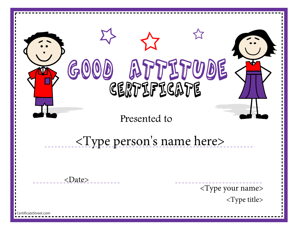 Good Attitude Certificate Template Image Preview