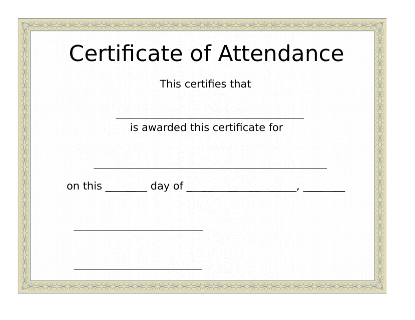 Certificate of Attendance Template - Beige