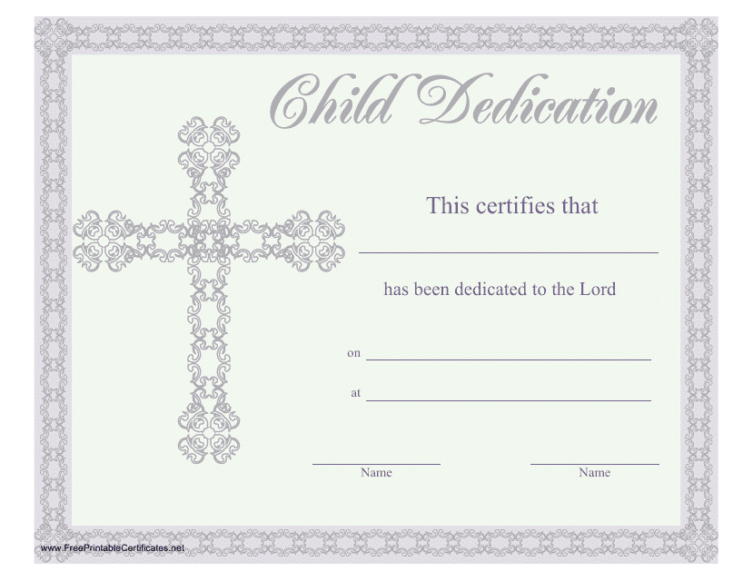 Child Dedication Certificate Template - Home Screen Preview