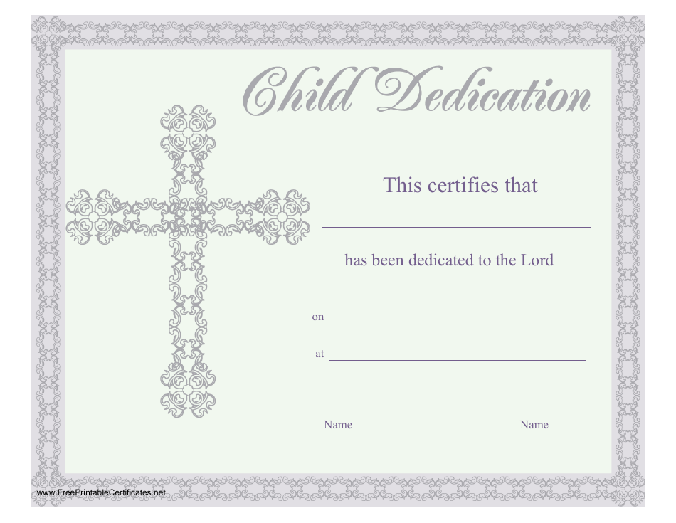 Child Dedication Certificate Template, Page 1