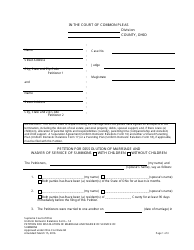 Uniform Domestic Relations Form 14 Petition for Dissolution of Marriage and Waiver of Service of Summons - Ohio