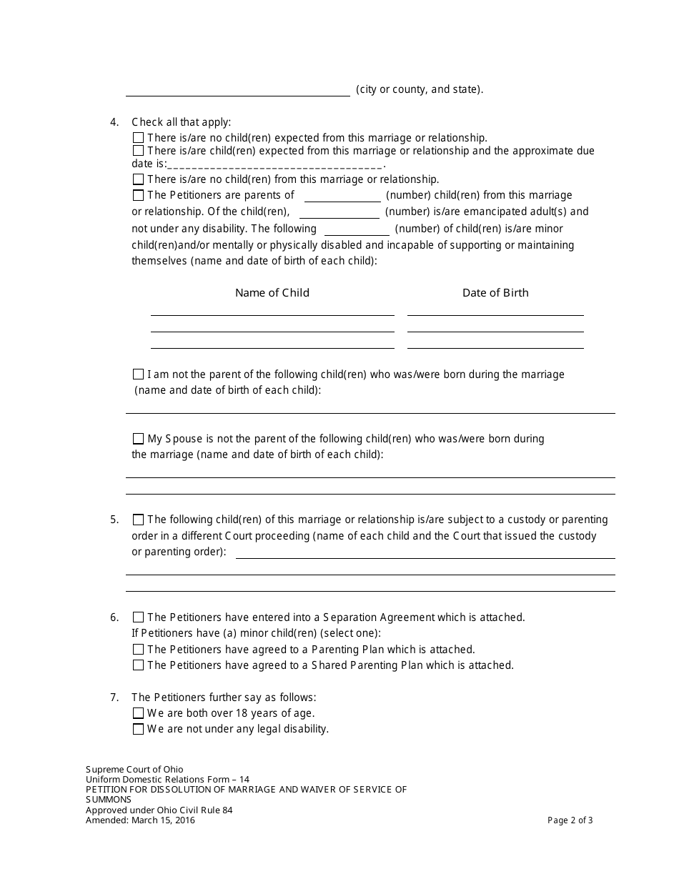 Uniform Domestic Relations Form 14 Fill Out, Sign Online and Download