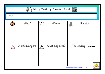 &quot;Story Writing Planning Grid Template&quot;