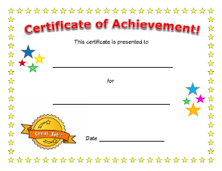 Document preview: Certificate of Achievement Template - Stars