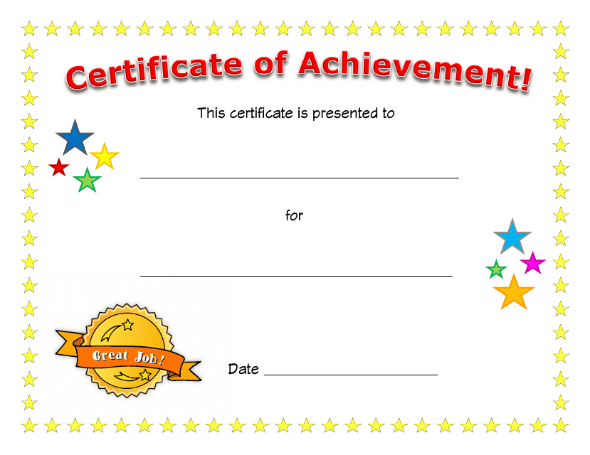 Certificate of Achievement Template - Stars