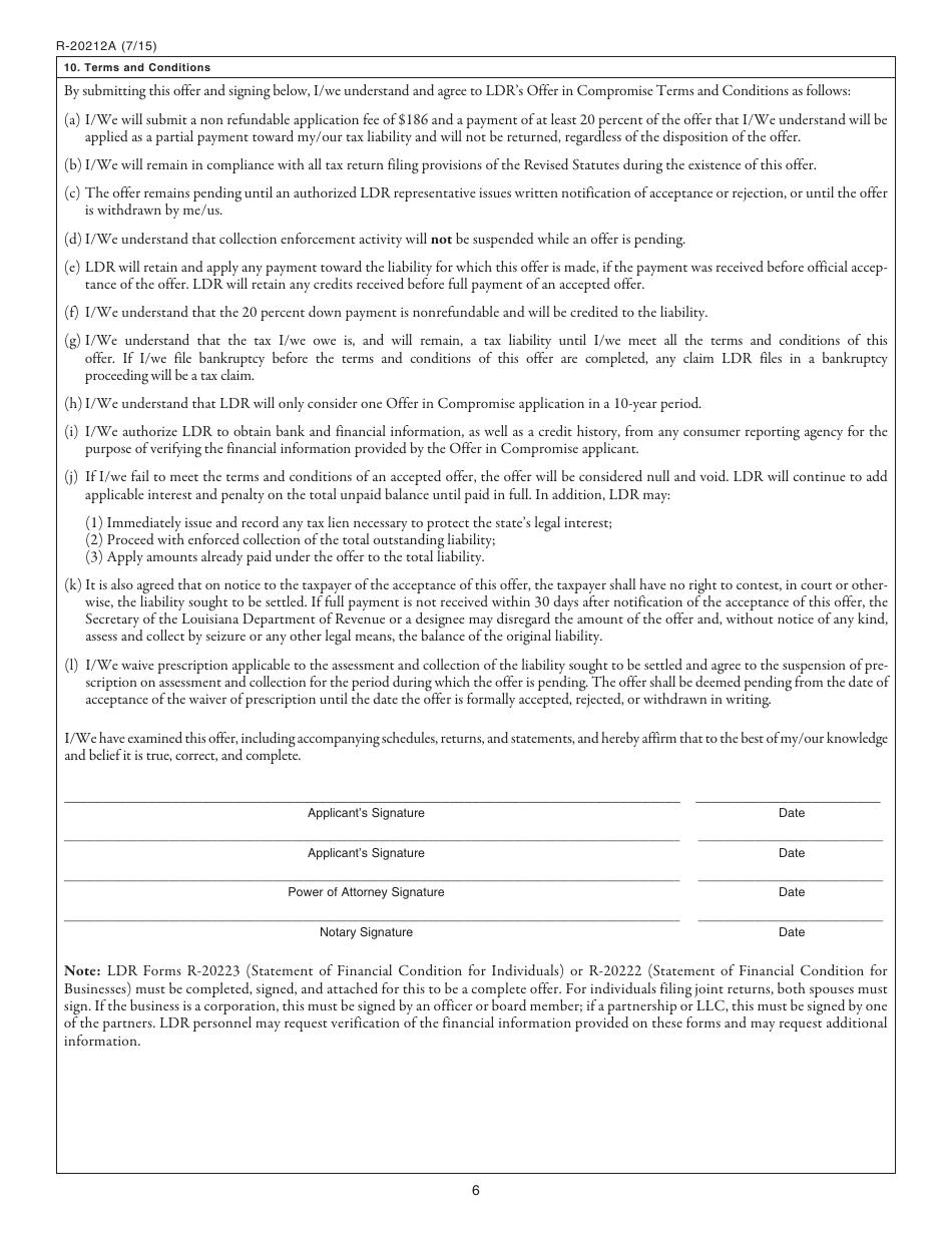 Form R-20212A Offer in Compromise Application - Louisiana, Page 3