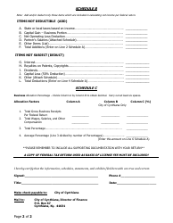Net Profits License Fee Return Form - City of Cynthiana, Kentucky, Page 2
